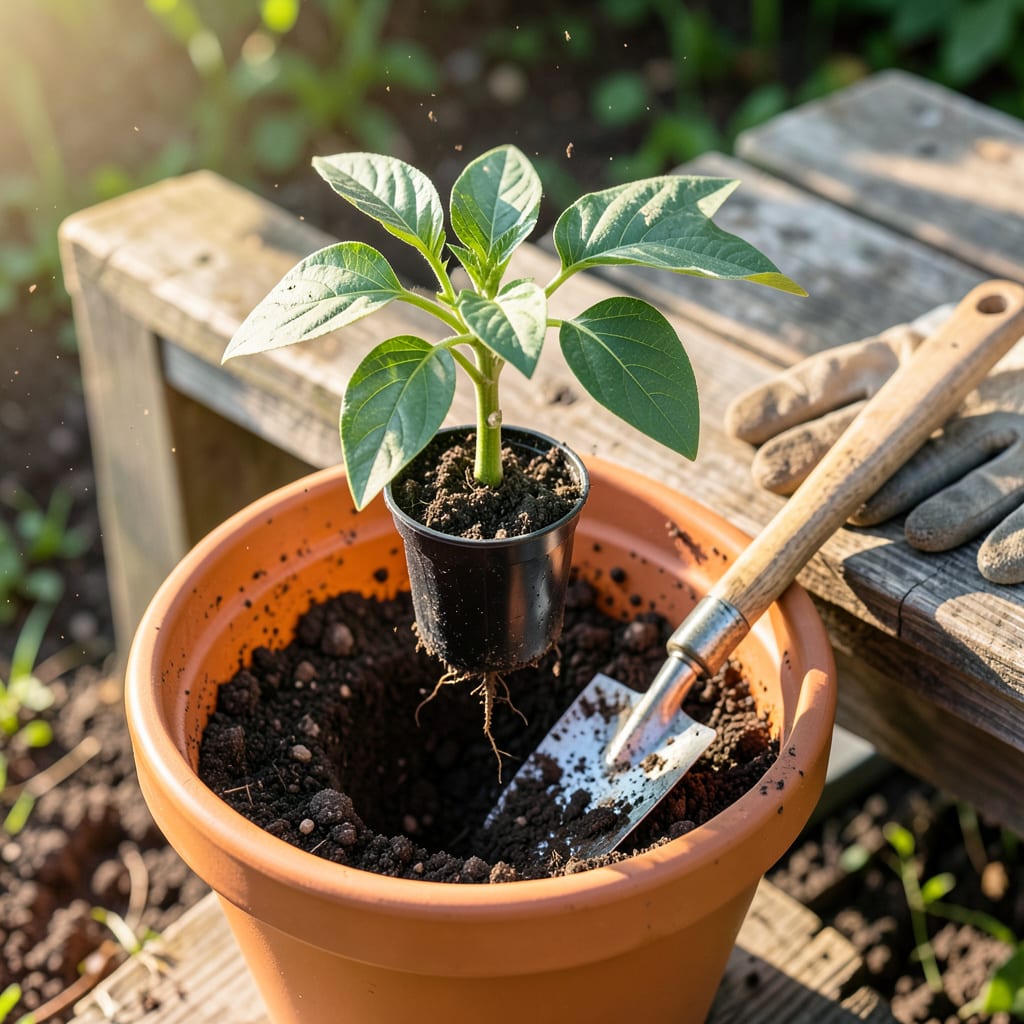 How to Transplant Pepper Plants: Stress Free Steps for Thriving Seedlings example with annotations