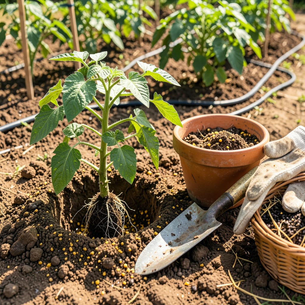 How to Transplant Tomato Plants: Stress Free Steps for Stronger Growth illustration with key details