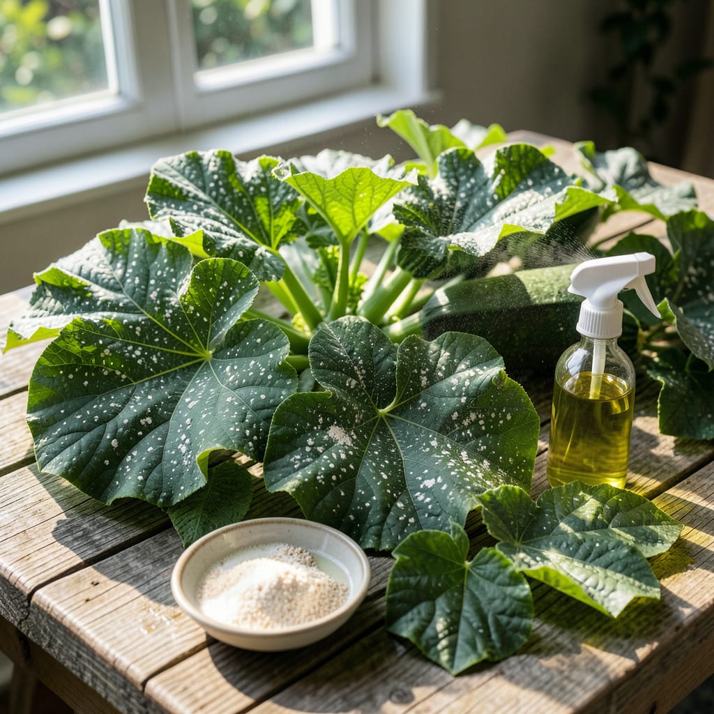 how to treat white spots on zucchini leaves example with annotations