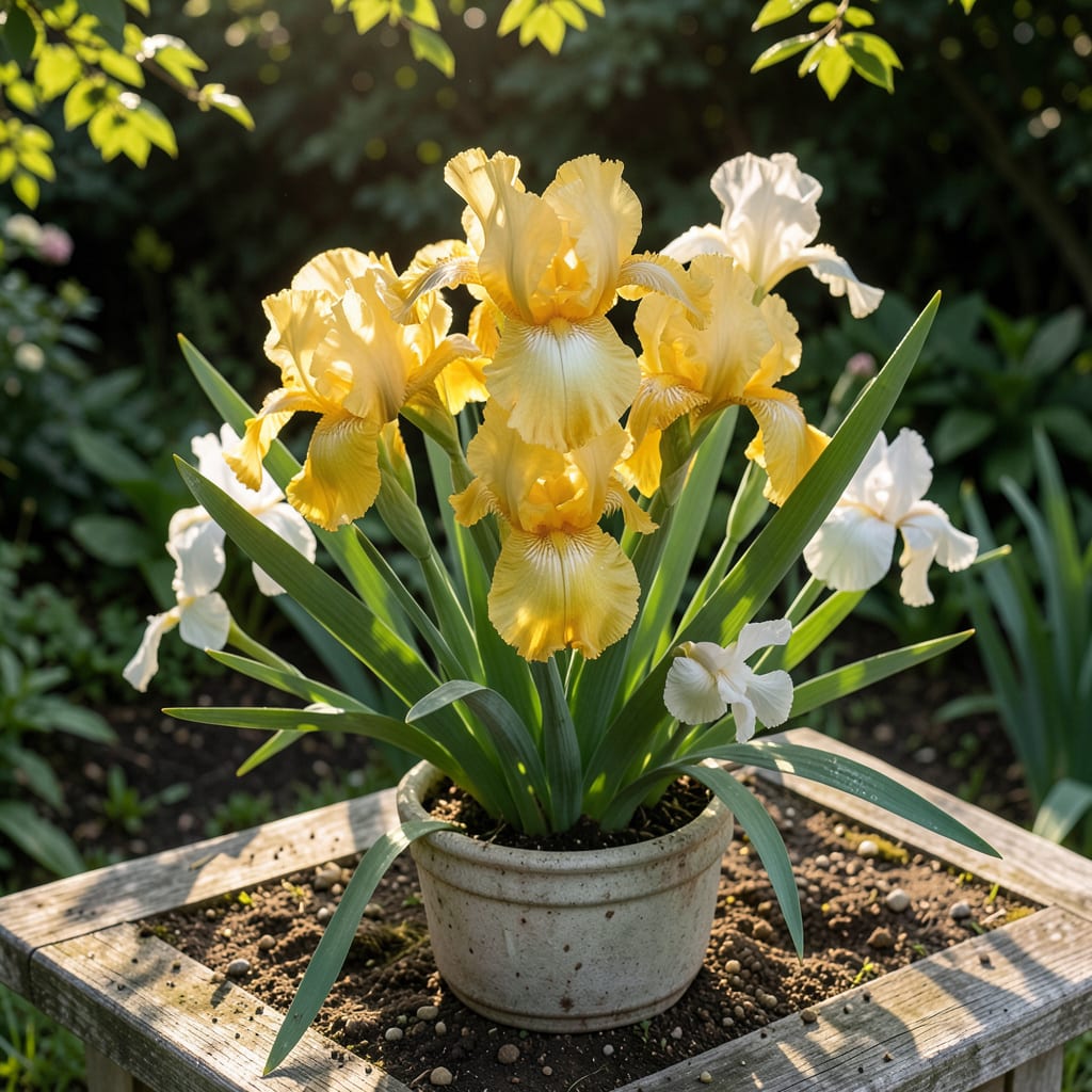 Complete iris yellow and white overview image