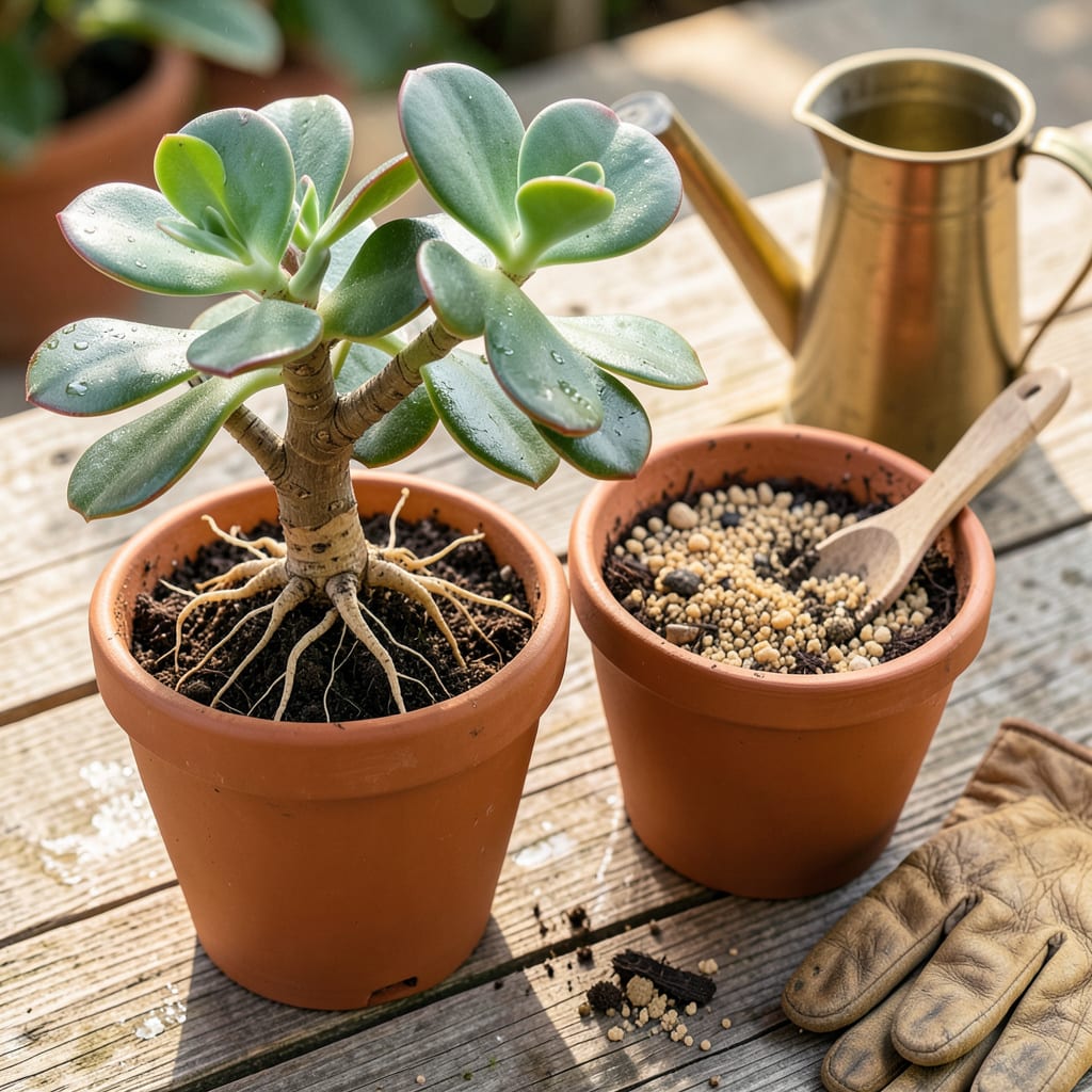 Jade Plant Transplant: Foolproof Steps for Thriving Growth illustration with key details