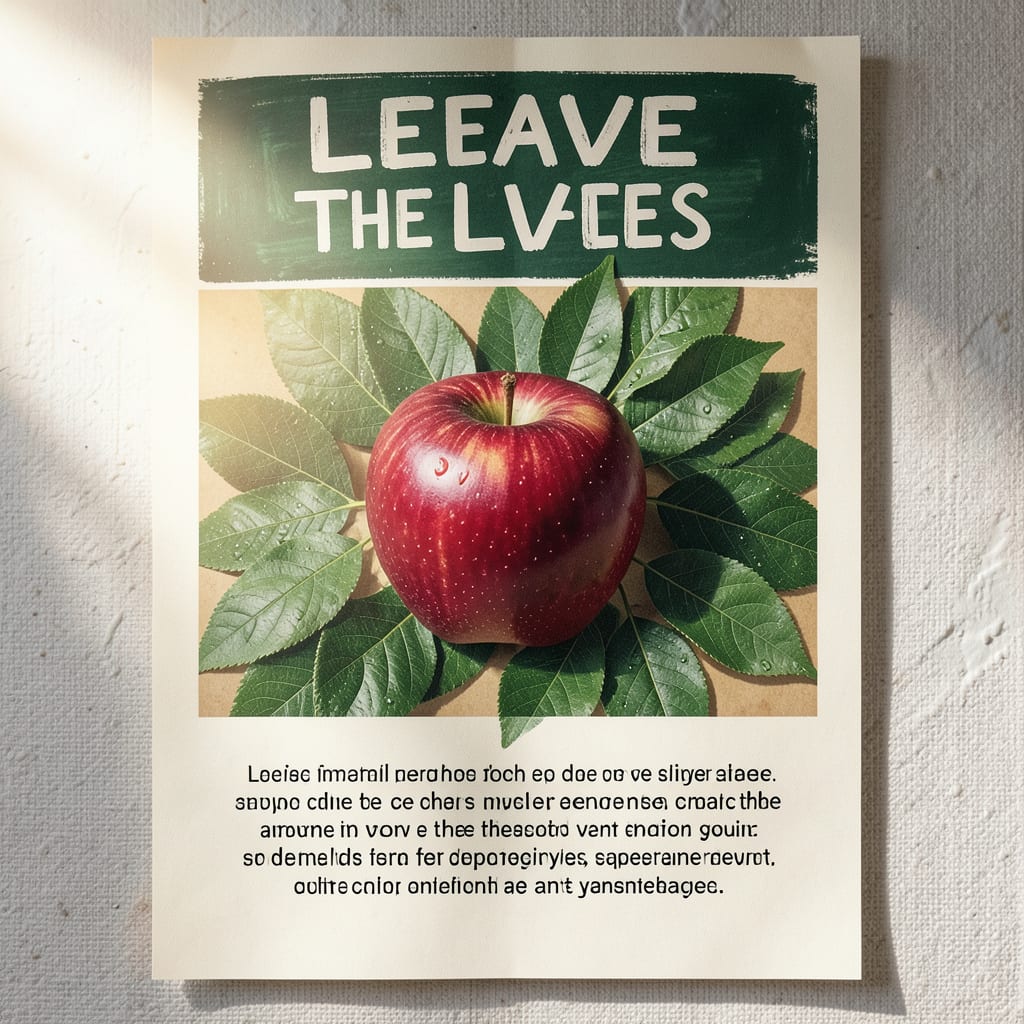 Leave the Leaves Poster: Eco Friendly Garden Aesthetic illustration with key details