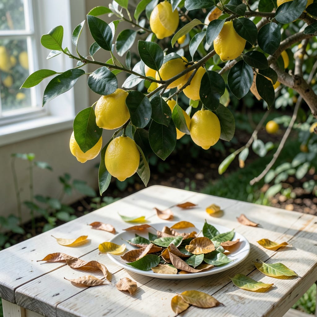 leaves falling off lemon tree example with annotations