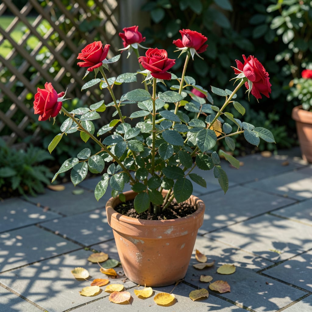 Visual representation of Leaves Falling Off Rose Bush: Causes and Organic Remedies