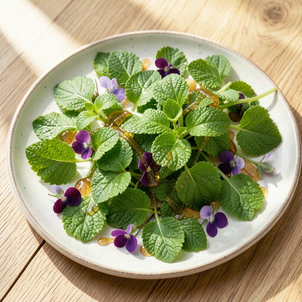 lemon balm melissa leaves illustration with key details