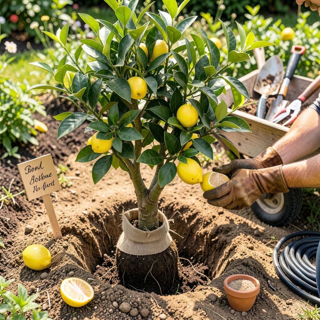 Lemon Tree Transplanting: Step by Step Guide for Thriving Growth illustration with key details