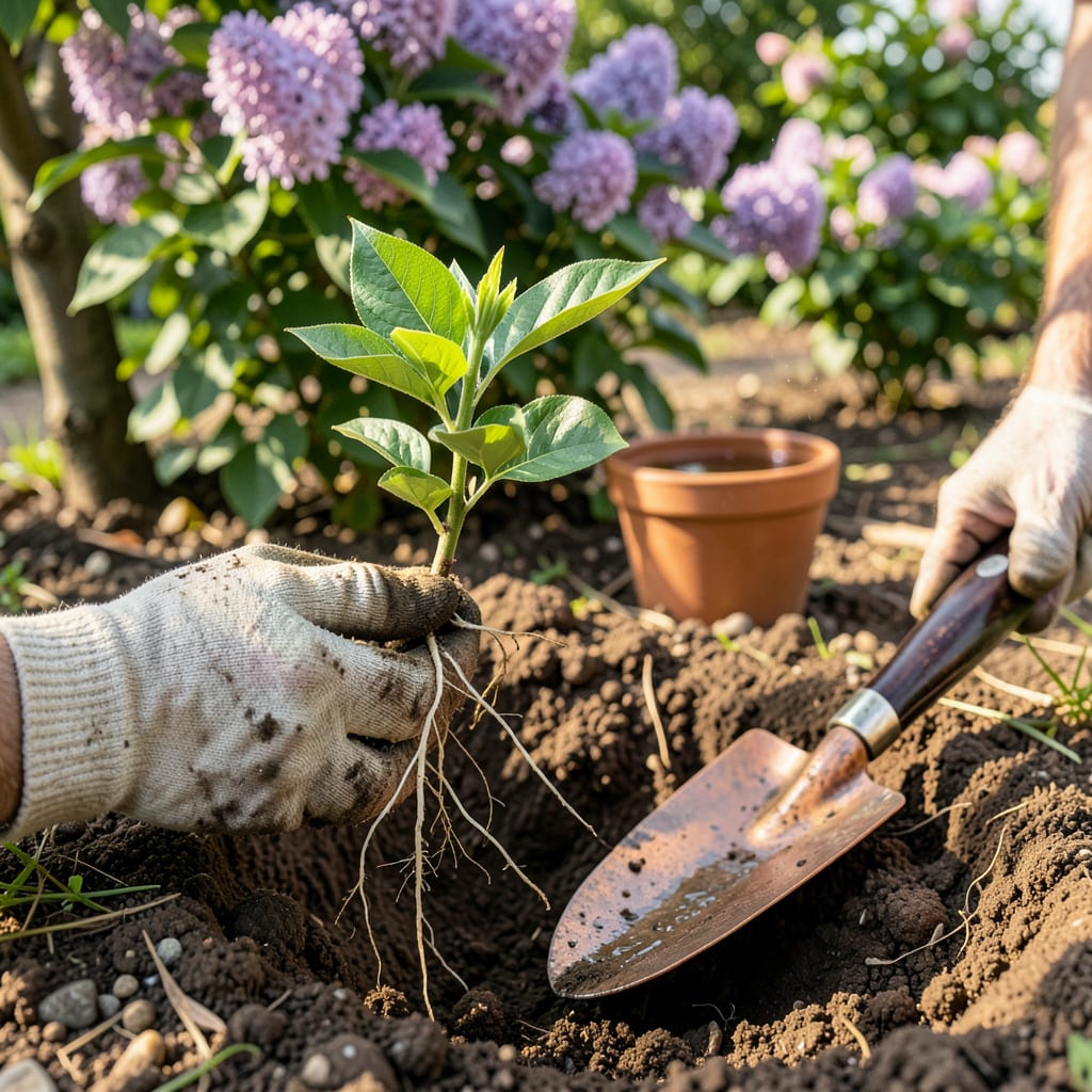 Lilac Shoots Transplanting: Foolproof Method for Thriving New Plants example with annotations