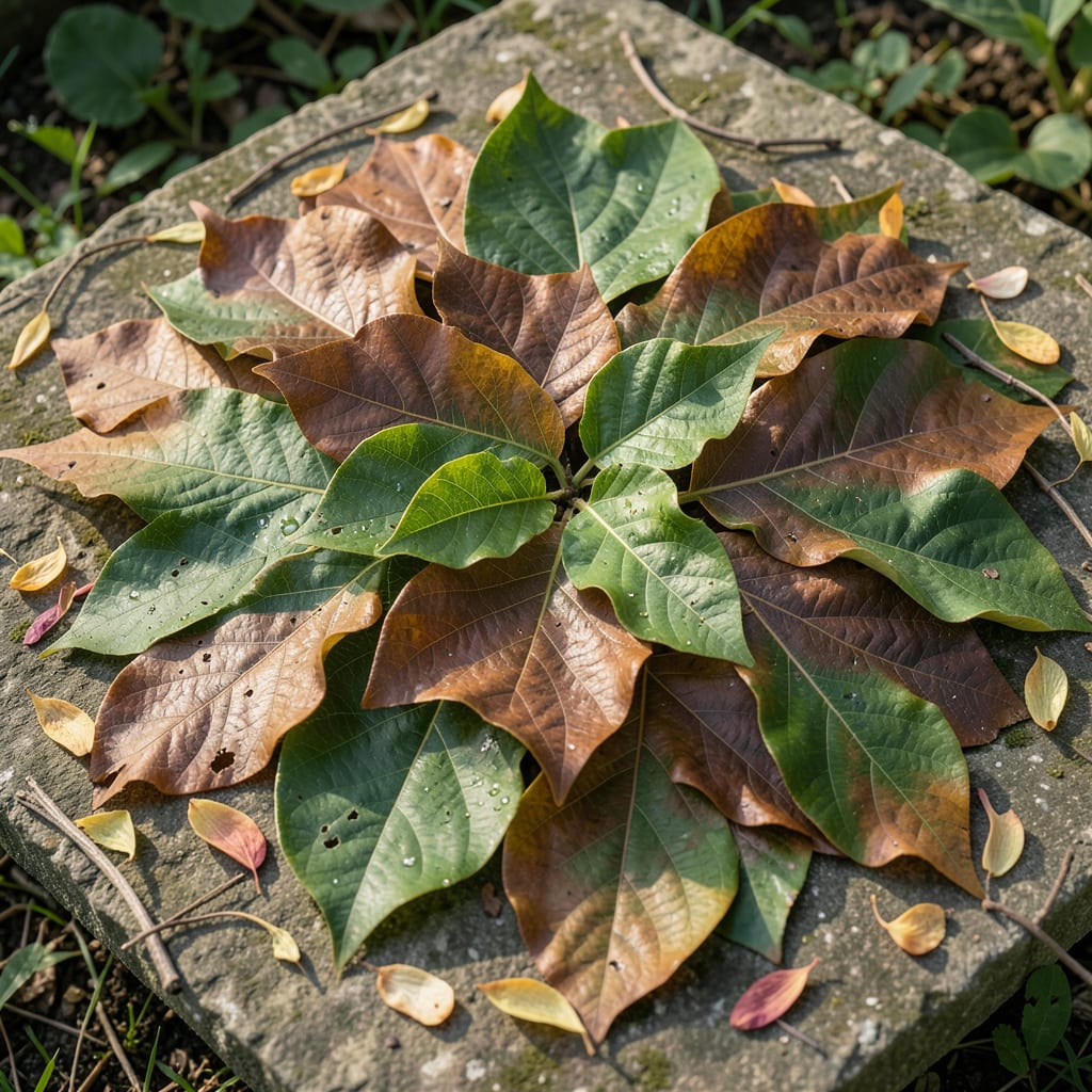 loquat leaves turning brown illustration with key details