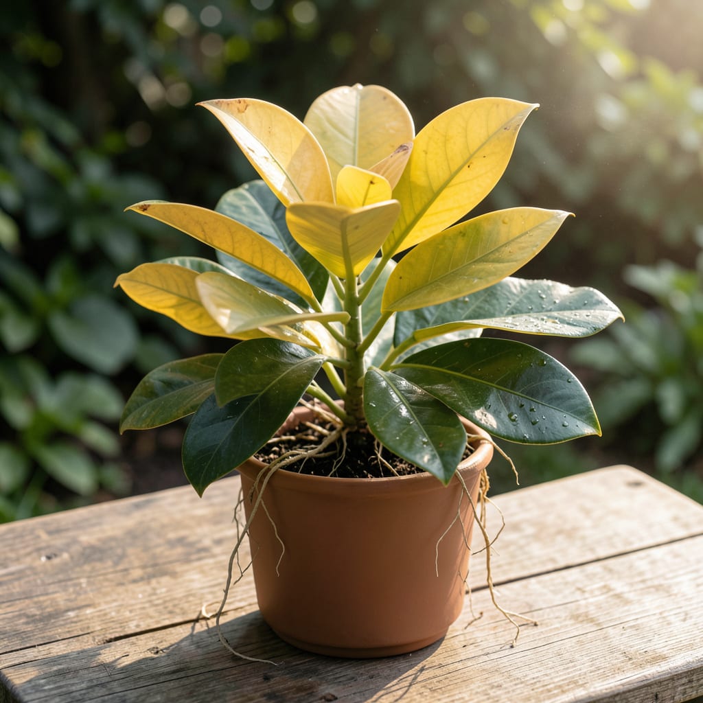 money tree leaves turning yellow illustration with key details