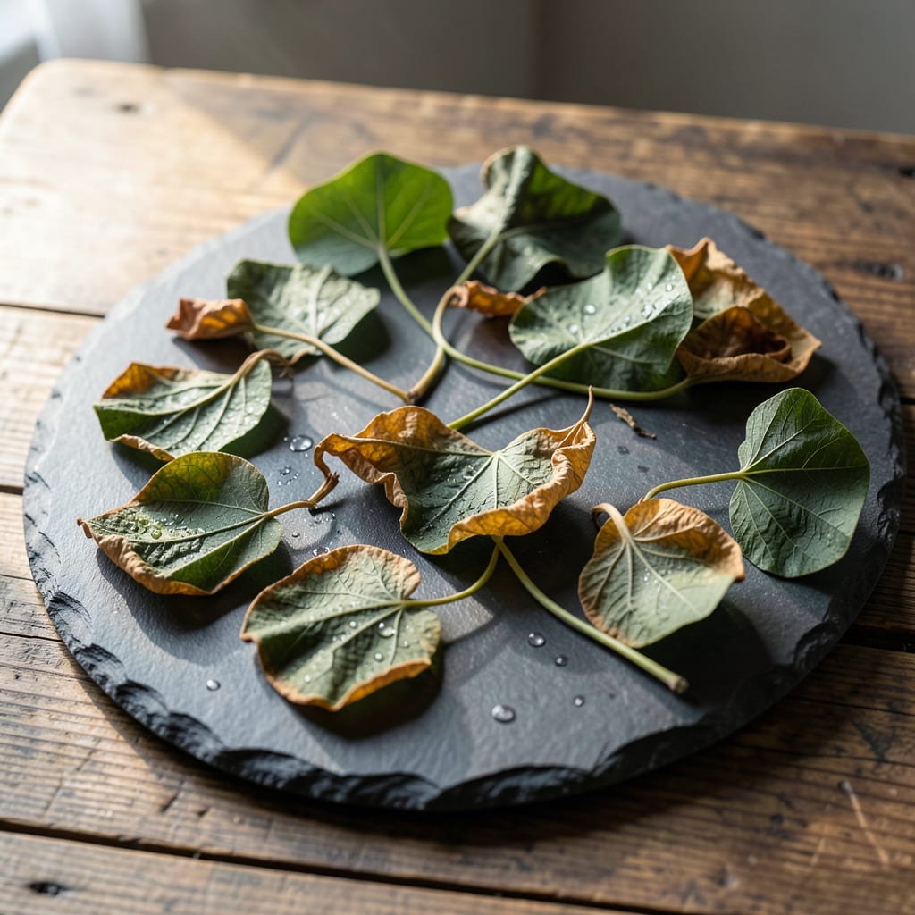 morning glory leaves dying illustration with key details