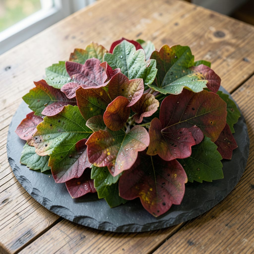 Visual representation of oak leaf hydrangea leaves