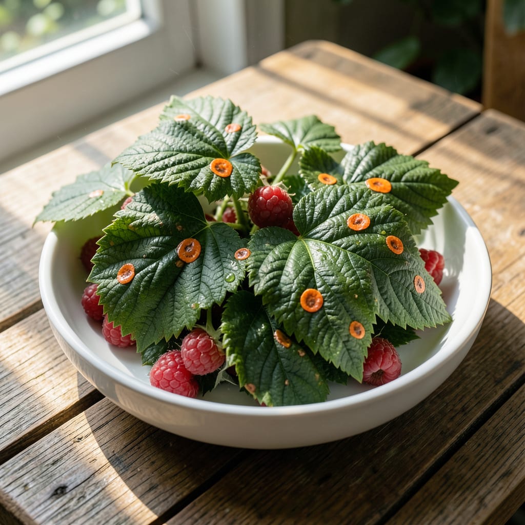 Orange Spots On Raspberry Leaves: Fungal Infection And Organic Fixes detailed visual guide