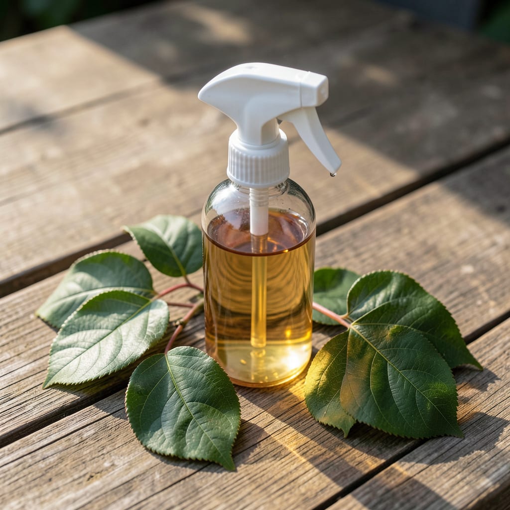 organic fungicide for peach leaf curl illustration with key details