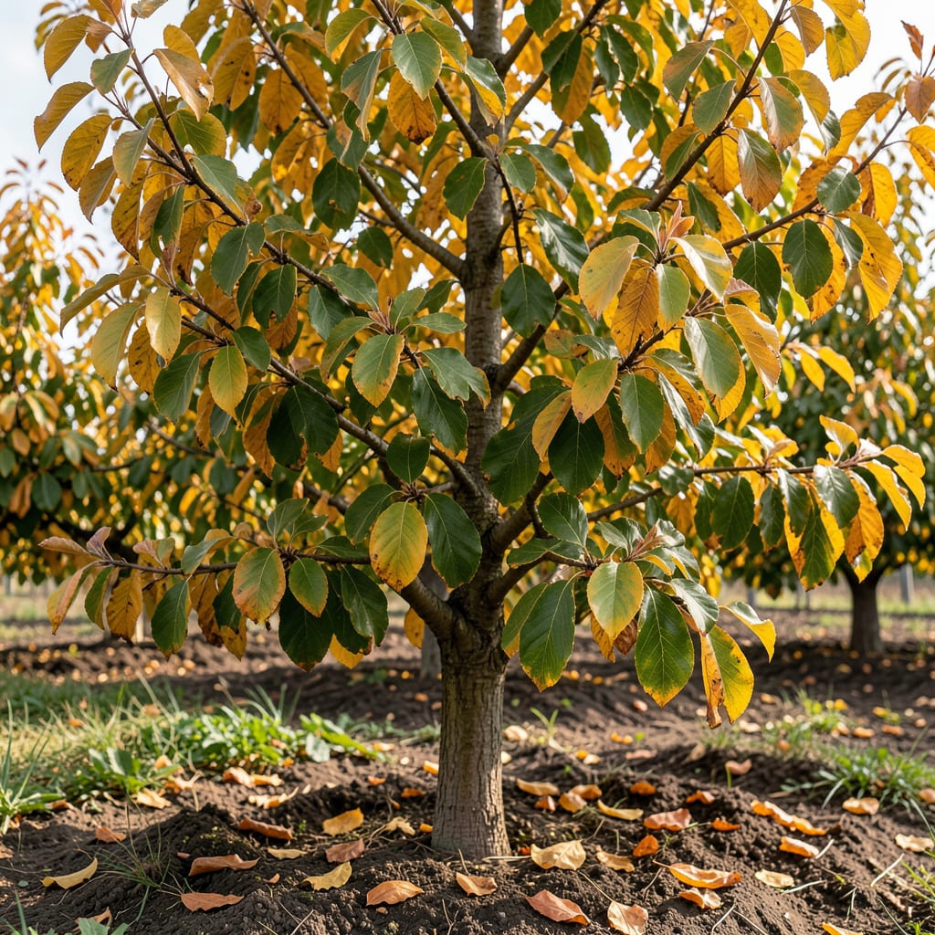 Peach Tree Leaves Turning Yellow: Common Causes and Organic Solutions illustration with key details