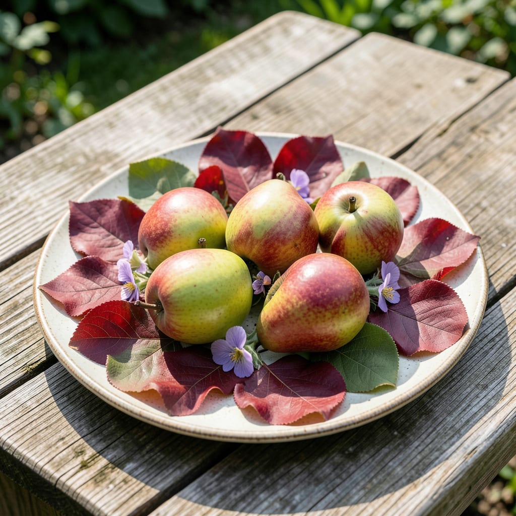 pear tree red leaves example with annotations
