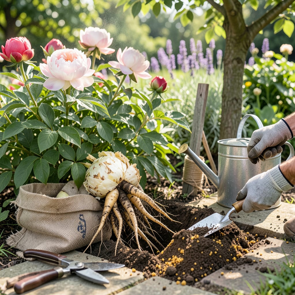 Peonies in Summer: The Safe Transplant Method for Thriving Blooms detailed visual guide