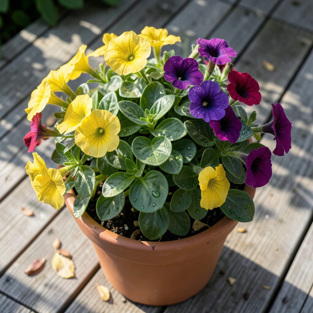 Visual representation of Petunia Leaves Turning Yellow: Watering and Light Adjustments for Vibrant Growth