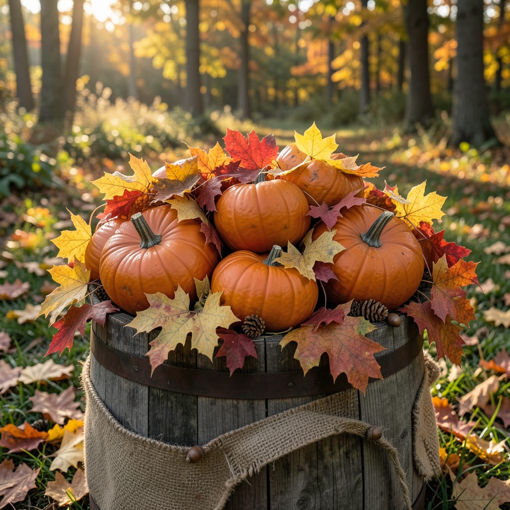 Pictures of Fall Leaves and Pumpkins: Autumn's Vibrant Harvest Display illustration with key details