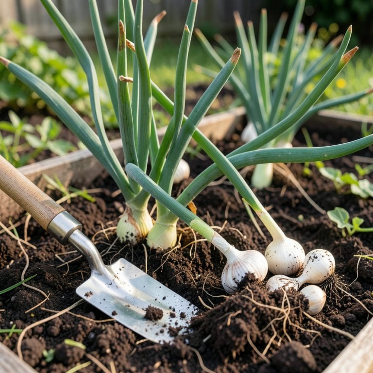 Pictures Of Garlic Ready To Harvest: Leaf Yellowing And Bulb Protrusion Clues