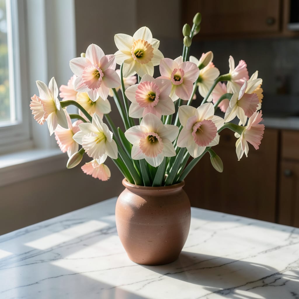 Pink and White Daffodils: Springtime Elegance for Garden Beds detailed visual guide