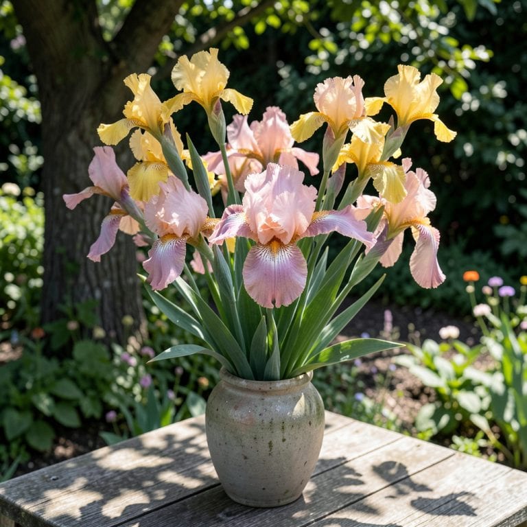 Pink and Yellow Iris: Bicolor Elegance for Spring Gardens Pink and Yellow Iris: Bicolor Elegance for Spring Gardens