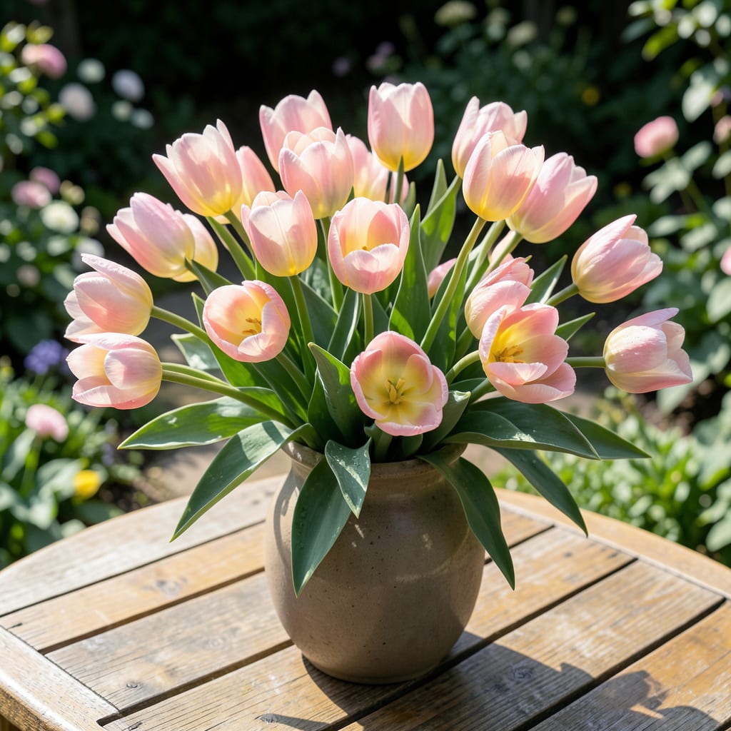 Pink And Yellow Tulip: Stunning Spring Garden Duet illustration with key details