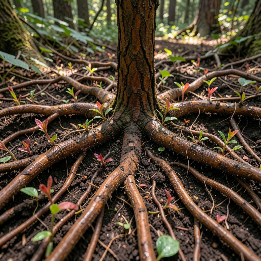 poison ivy root system illustration with key details