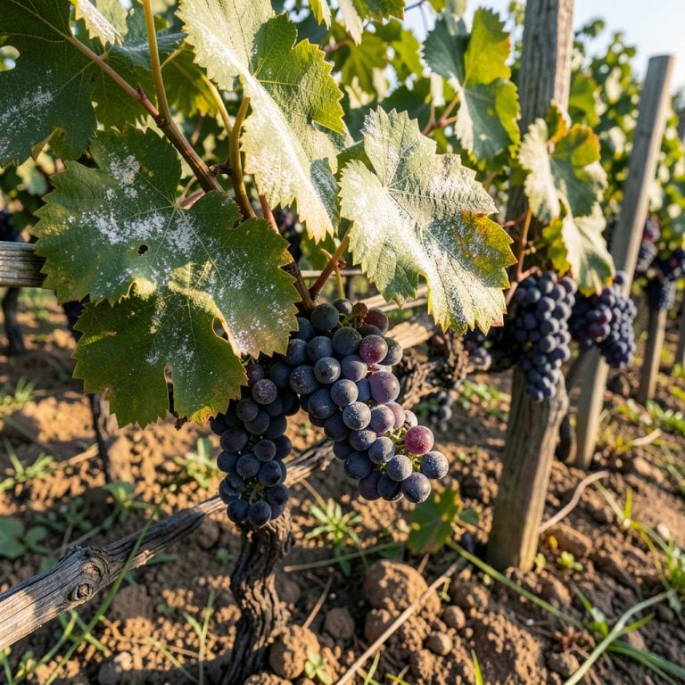 Powdery Mildew on Grapevines: White Fungal Coating and Vineyard Protection