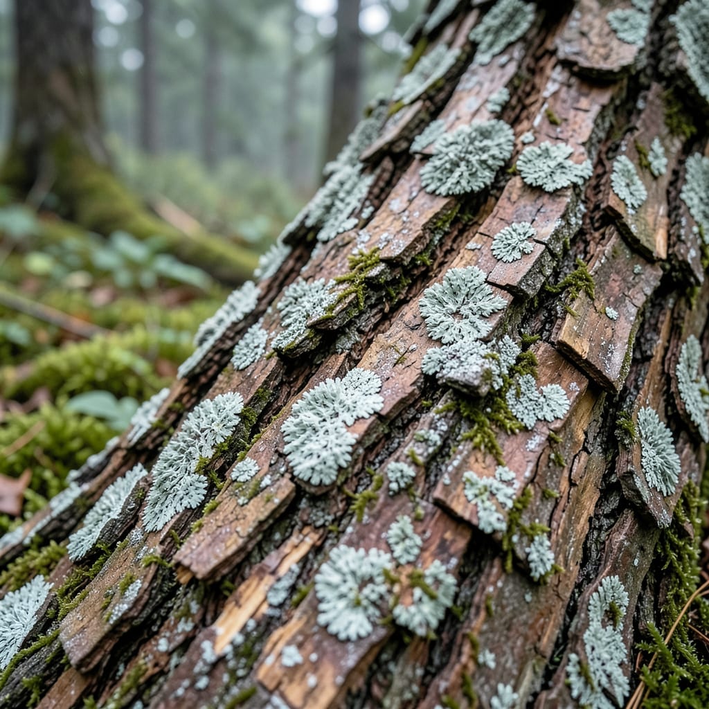 Complete powdery mildew on tree bark overview image