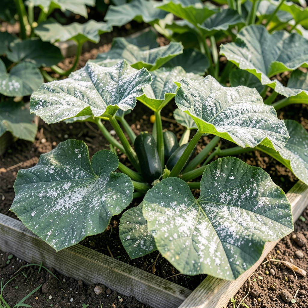 Powdery Mildew on Zucchini Leaves: Organic Fixes for Healthy Foliage illustration with key details