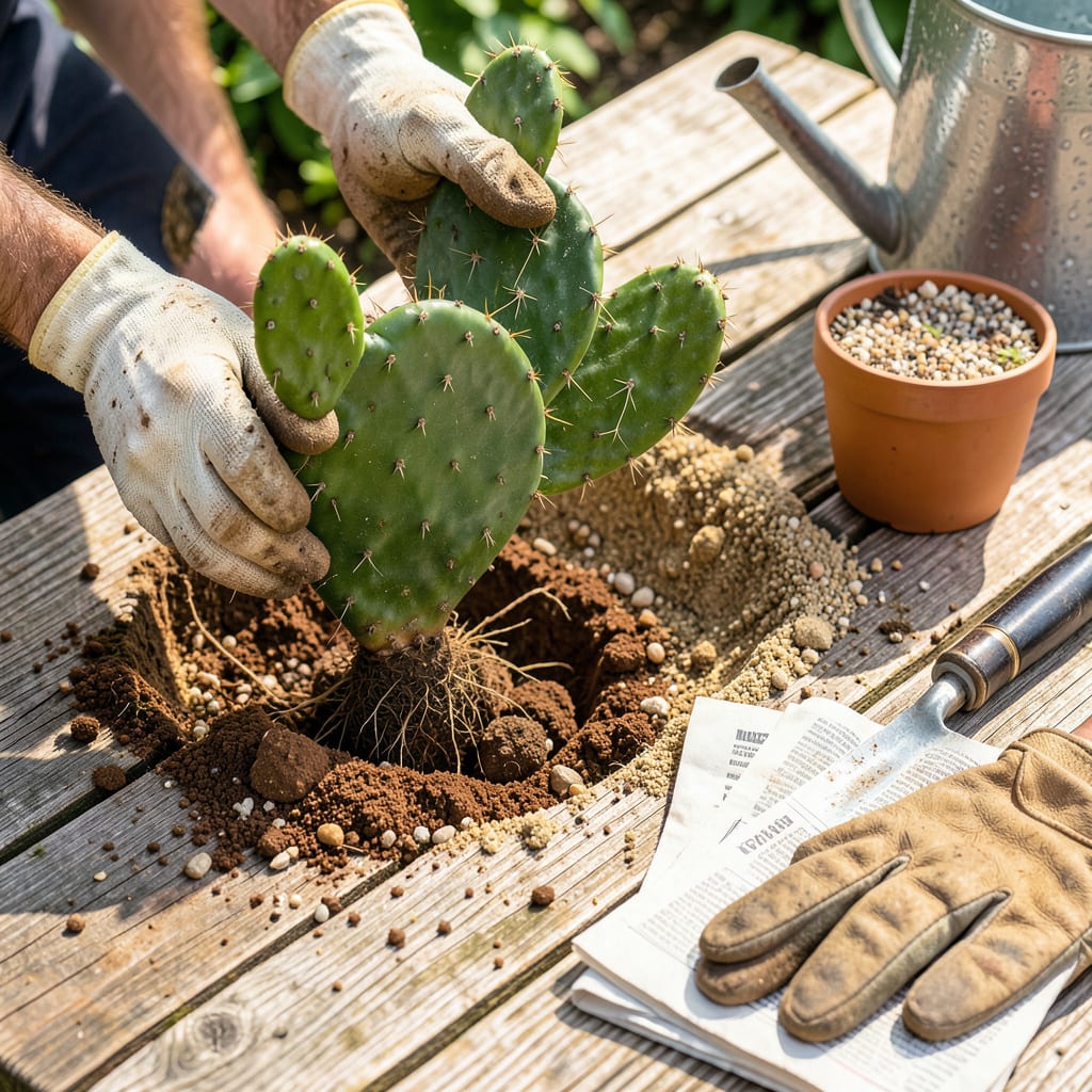 Prickly Pear Cactus Transplant: Foolproof Steps for Thriving Growth illustration with key details