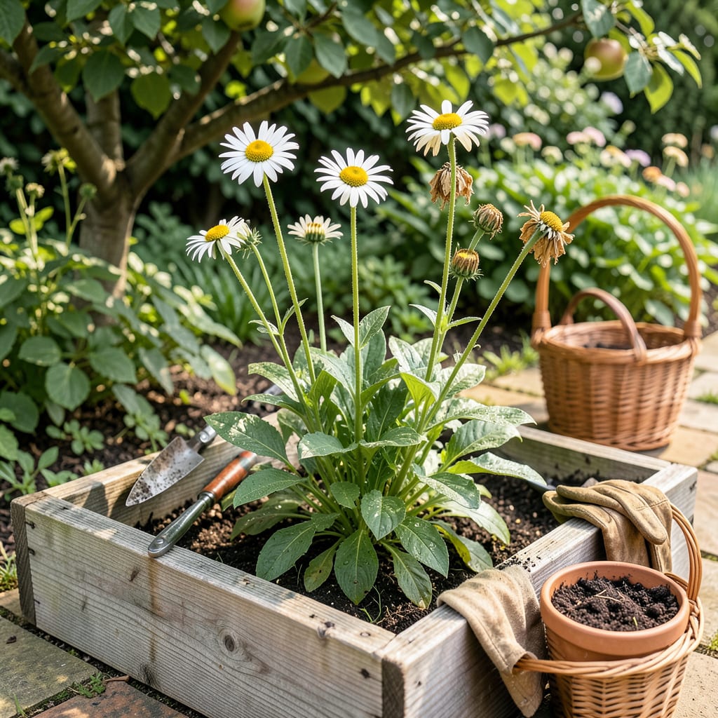 Prune Daisies: The Simple Trick for Bigger Blooms All Season illustration with key details