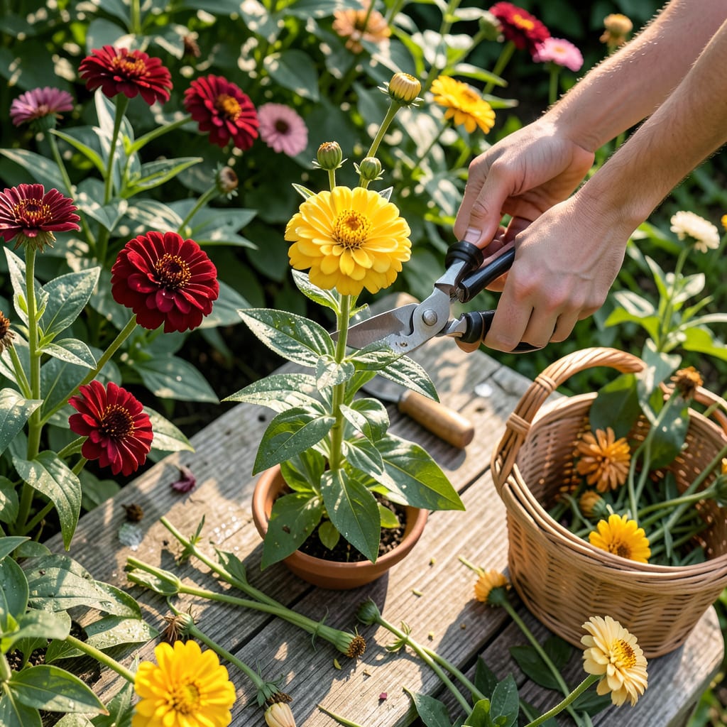 Prune Zinnias for More Blooms: The Simple Secret to Endless Summer Color example with annotations