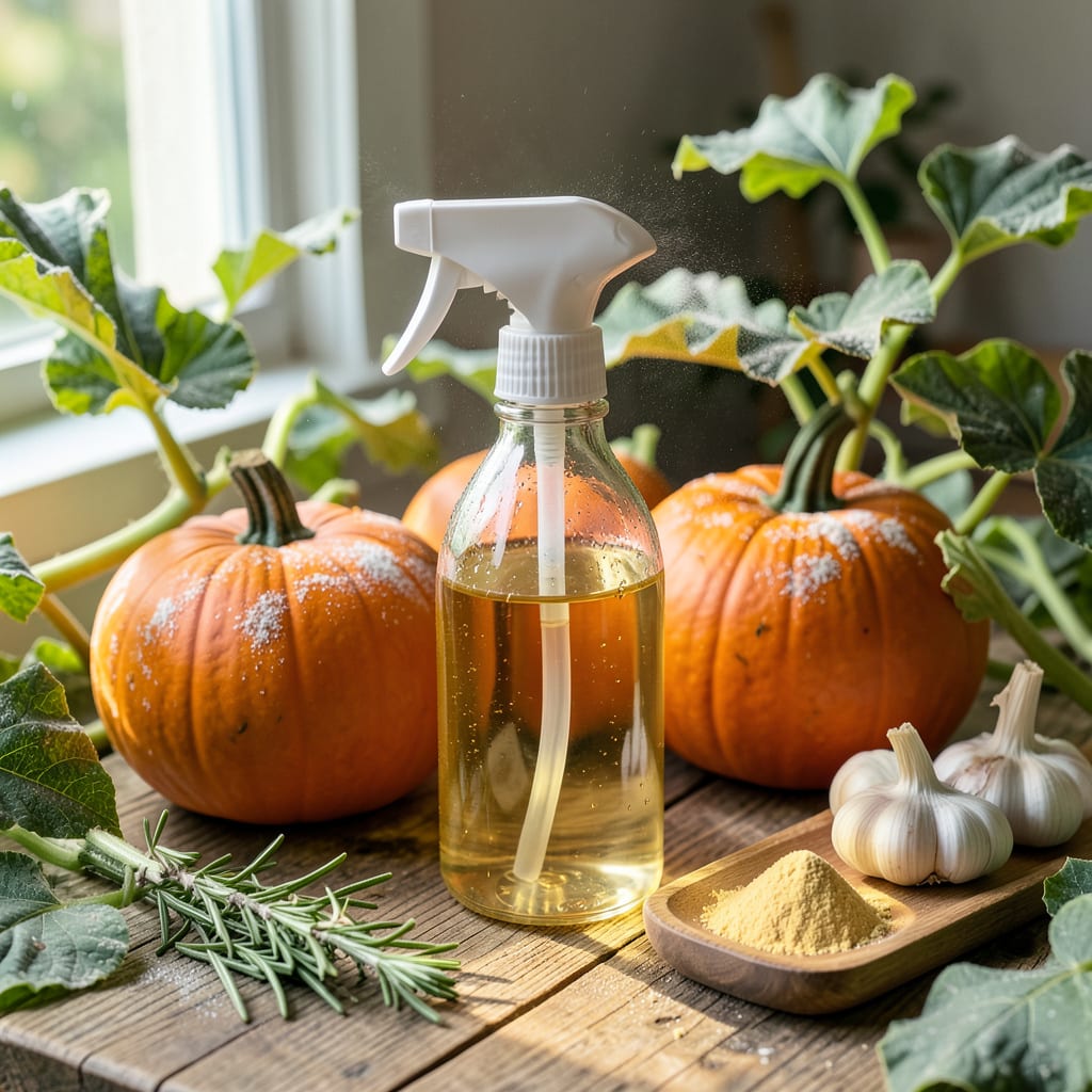 Pumpkin Powdery Mildew Fungicide: Effective Organic Treatment Solutions illustration with key details