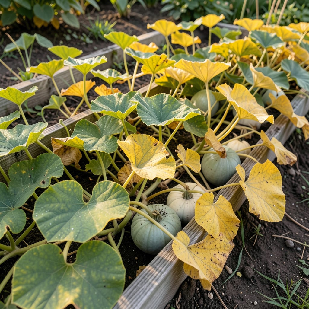 Pumpkin Vines Turning Yellow: Nutrient Deficiency and Overwatering Signs detailed visual guide