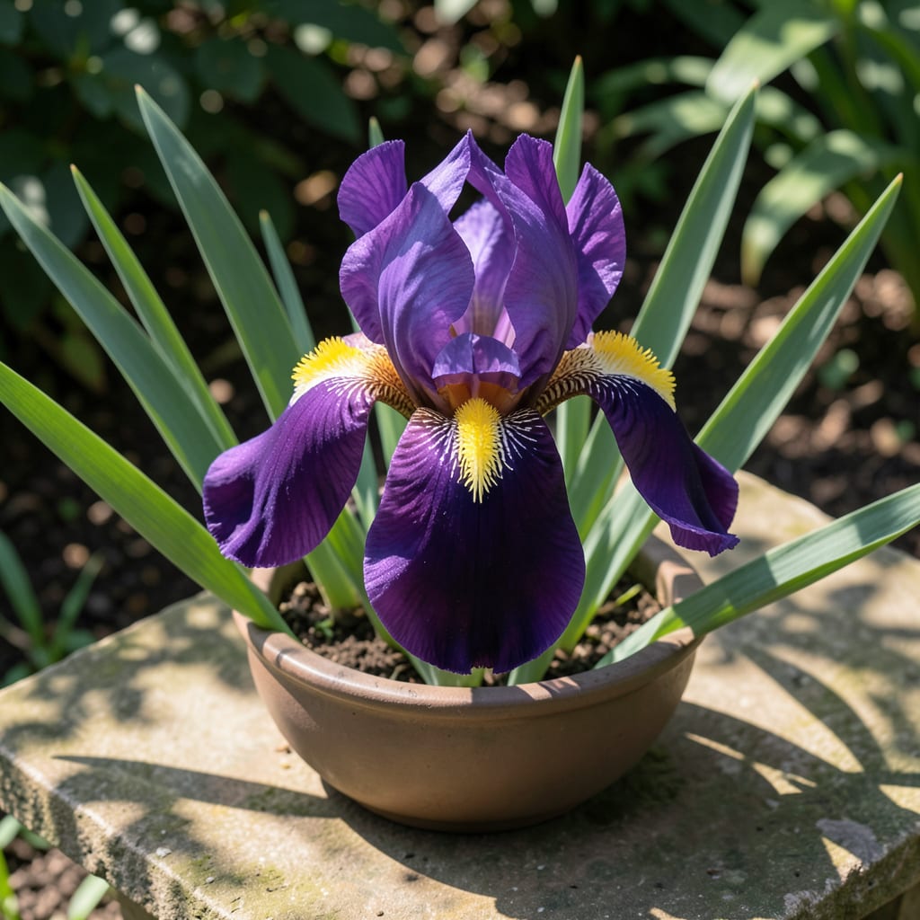 Purple Iris With Yellow Beard: Striking Bi Color Blooms for Spring Gardens example with annotations