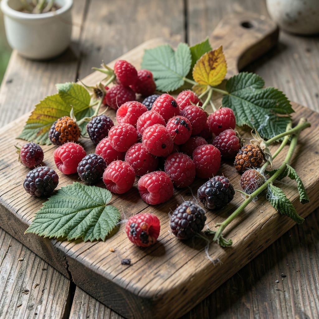 Raspberry Pests and Diseases Pictures: Visual Guide to Garden Diagnosis illustration with key details