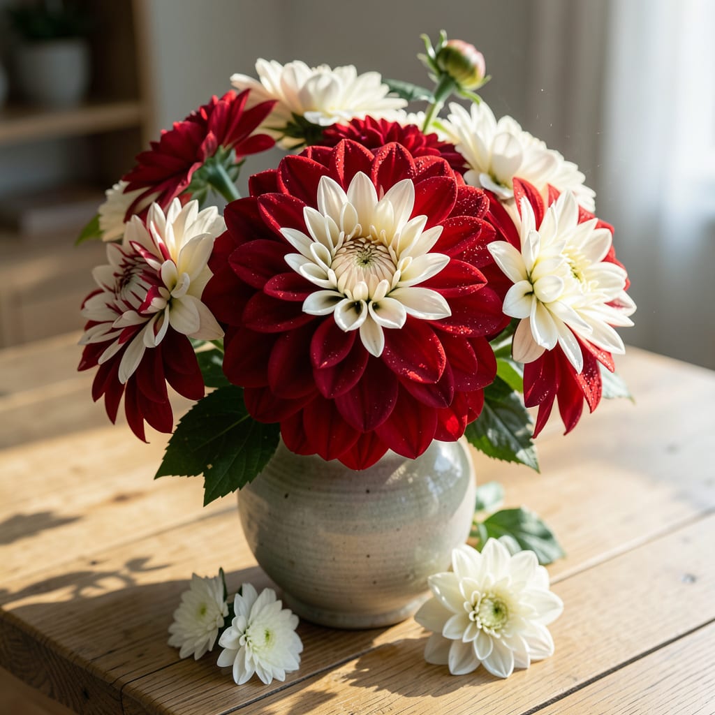 red and white dahlia detailed visual guide