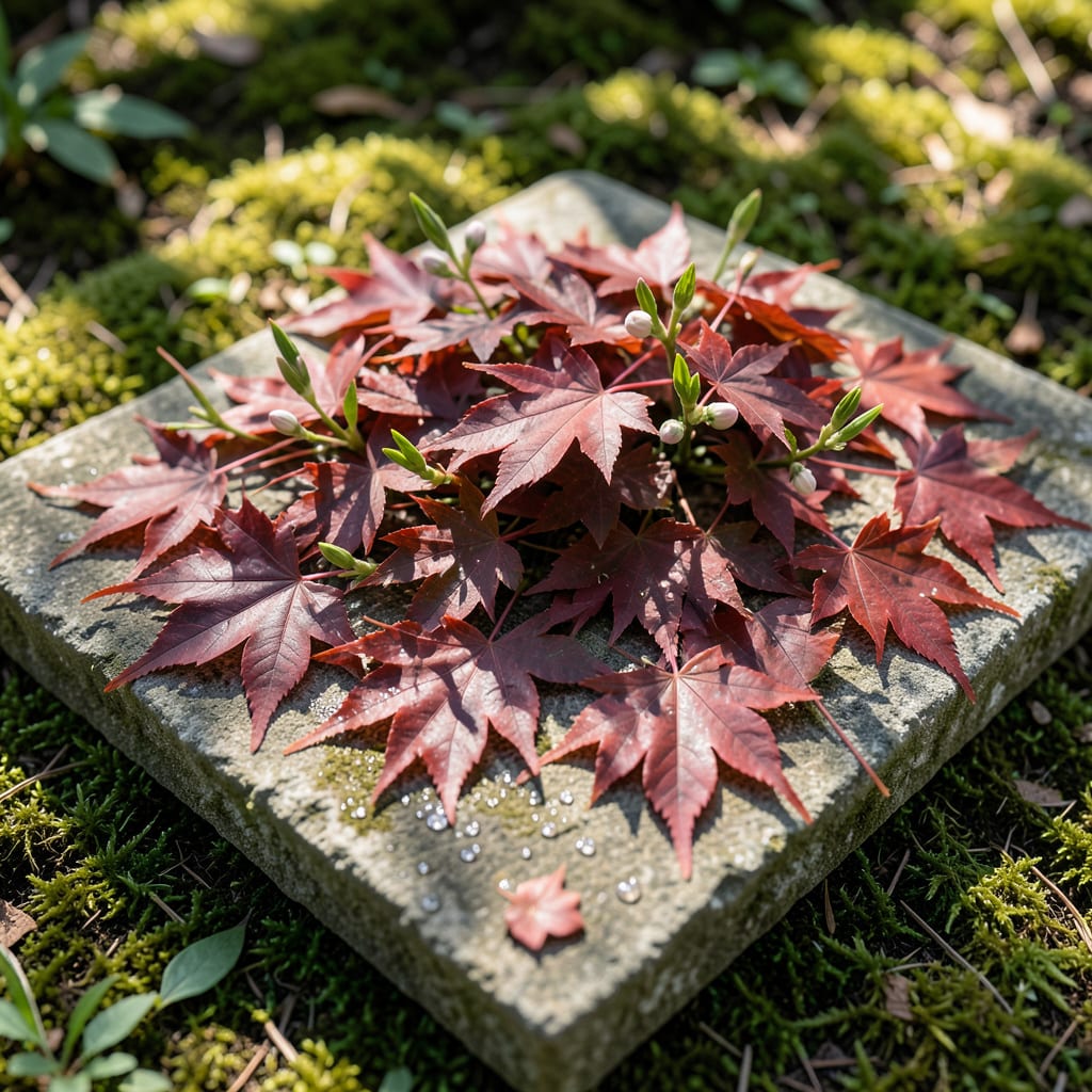 Red Maple Leaves in Spring: Vibrant Crimson Emergence illustration with key details