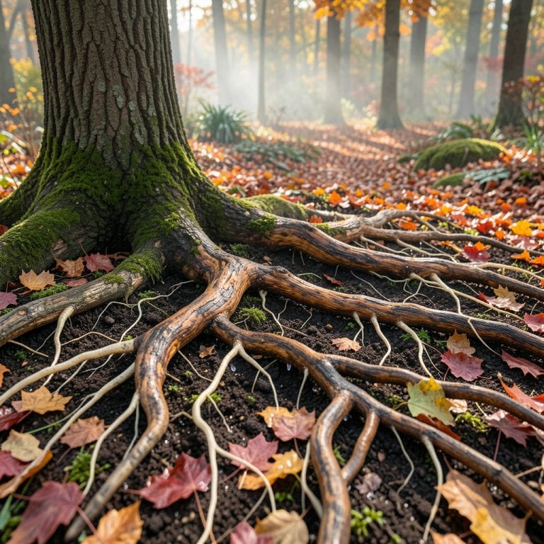Root System of a Dogwood Tree: Shallow and Spreading Network for Stability