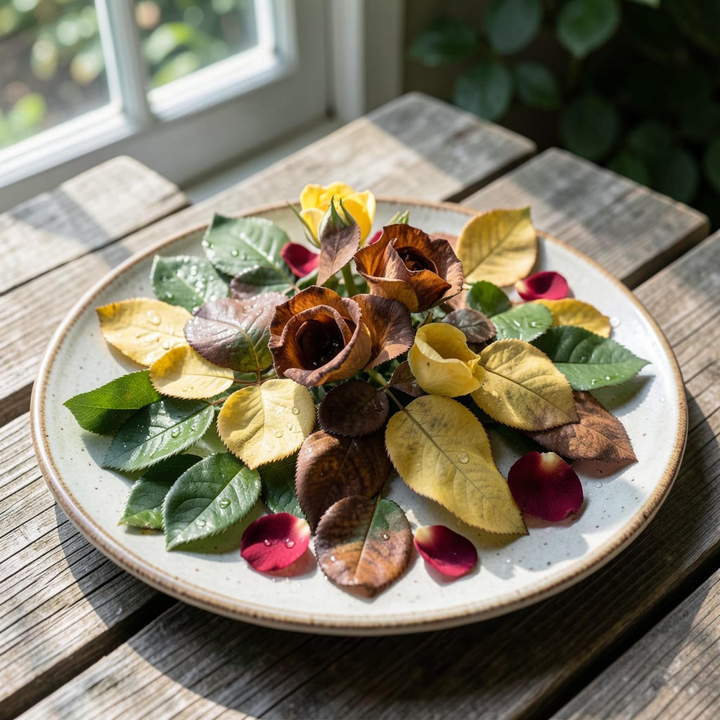 Rose Leaves Turning Yellow And Brown: Nutrient Deficiency and Disease Solutions illustration with key details
