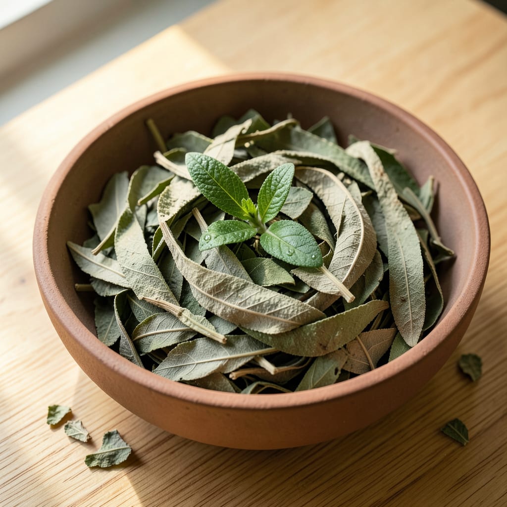 salvia divinorum dry leaves example with annotations