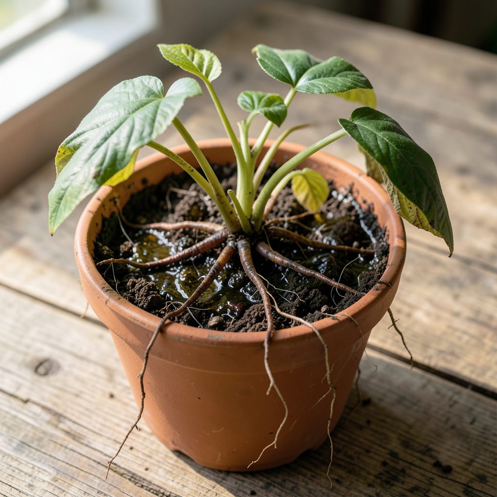 signs of root rot in plants example with annotations