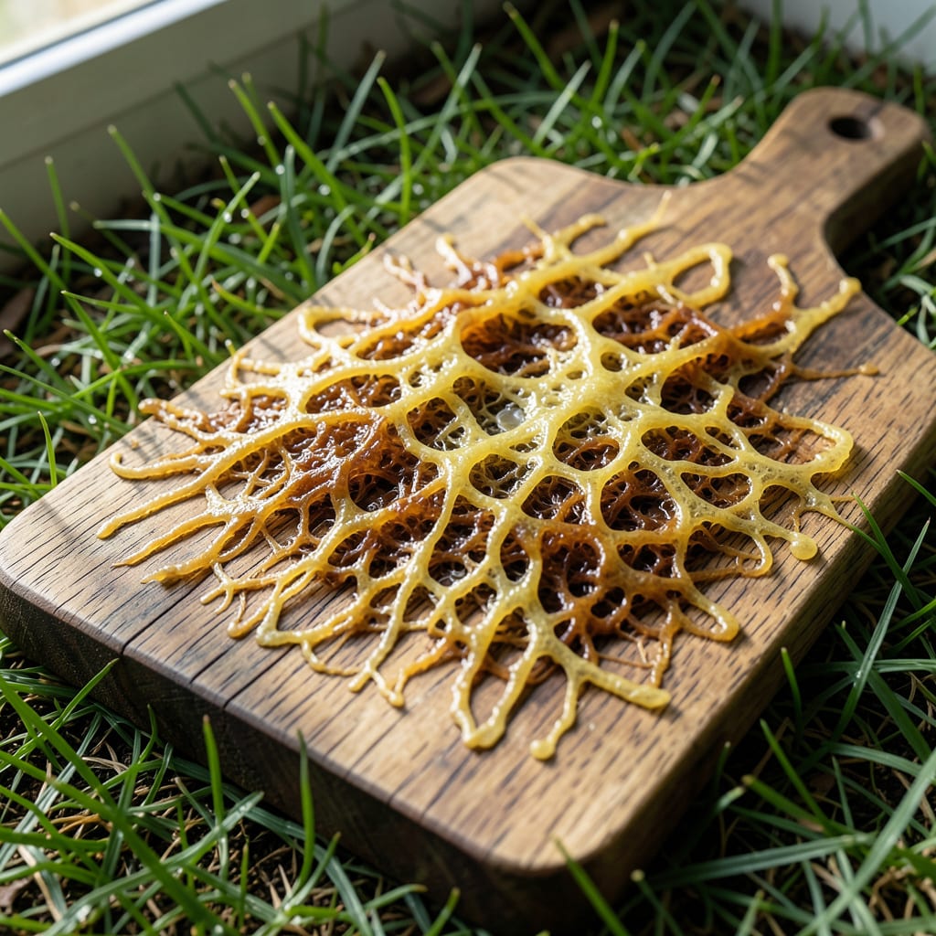 Slime Mold on Grass: Identification and Natural Removal Methods example with annotations