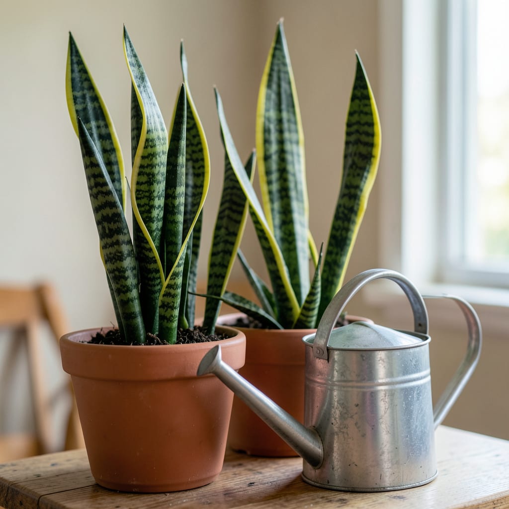 Visual representation of snake plant how much water