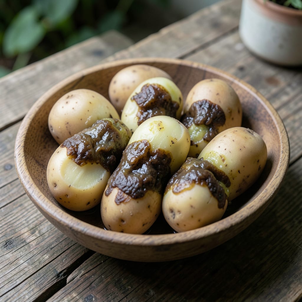 Visual representation of soft rot in potatoes