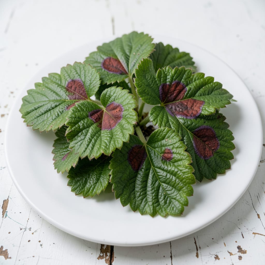 strawberry leaf spot disease illustration with key details