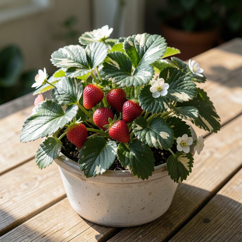 Strawberry Leaves Turning White: Early Detection and Organic Fixes example with annotations