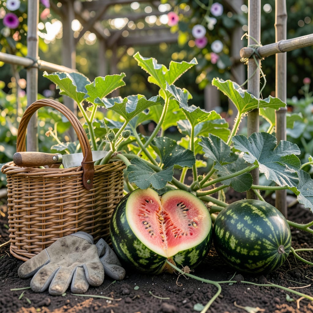 sugar baby watermelon when to pick illustration with key details