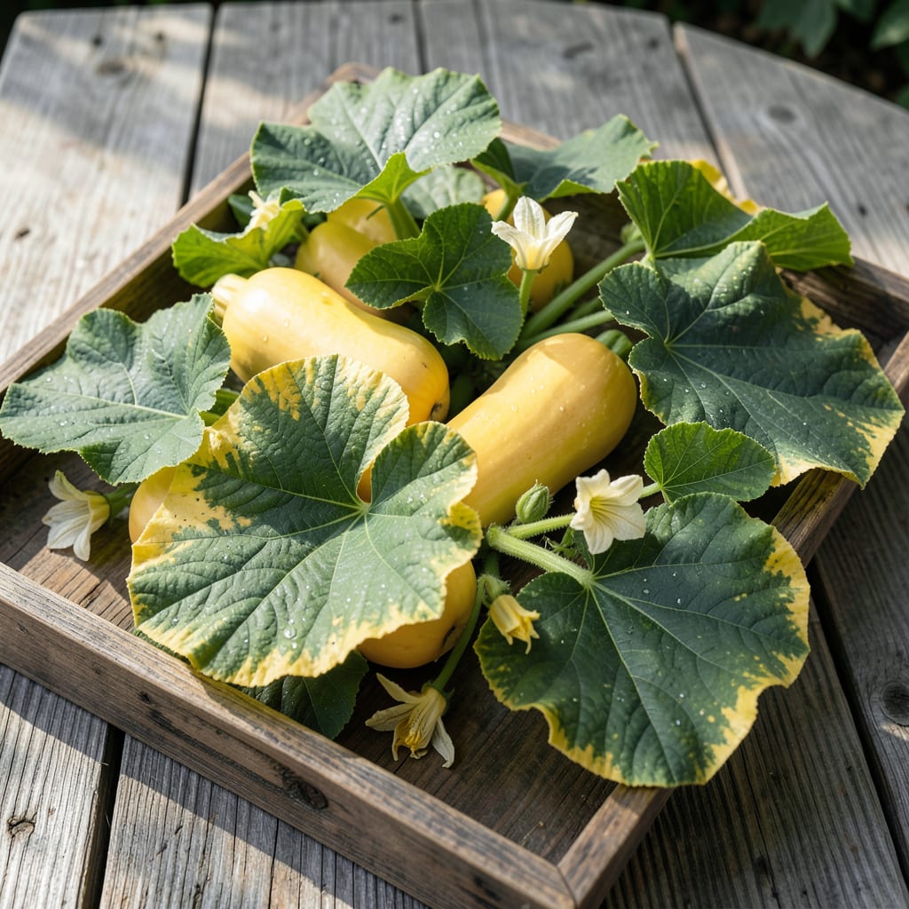 Visual representation of summer squash leaves yellowing